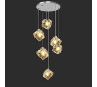 FLYIODFCXV lustre, Lustre rond et haut à 10 boules de verre, style nordique moderne(6 Lights)