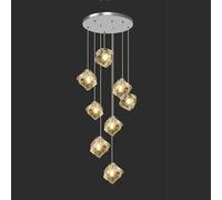 FLYIODFCXV lustre, Lustre rond et haut à 10 boules de verre, style nordique moderne(8 Lights)