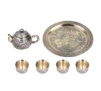 FLYIODFCXV tasse à café, Ensemble de cafetière Vintage en métal luxueux avec tasses, assiette théière et plateau for la décoration Table