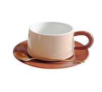 FLYIODFCXV tasse à café, Ensemble de tasses à café et soucoupes en céramique avec cuillère for usage domestique, service thé haut gamme, tasse(D)