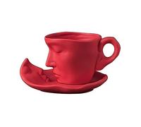 FLYIODFCXV tasse à café, Ensemble de tasses et soucoupes à fleurs, styliste, en trois dimensions, faites la main, for le thé l'après-midi(Red)