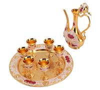 FLYIODFCXV tasse à café, Ensemble de théière à café Vintage avec 6 plateaux, en alliage Zinc for fête domicile, Banquet et mariage(Gold)