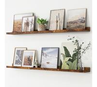 FLYJOE Étagères Murales Flottantes, 120 cm Étagère Photo Murale en Bois Composite, Tablettes Murales Forme U pour Livres d’Enfants, Salon, Cuisine & Chambre, Brun Rustique, Lot de 2