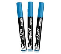 FLYMAX Marqueur Feutre Bleu vif 2,5 mm - Marqueur Permanent Bleu vif Peinture Acrylique, Indélébile, Medium, Aquarelle, Séchage rapide (lot de 3)