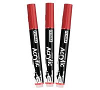 FLYMAX Marqueur Feutre Rouge 2,5 mm - Marqueur Permanent Rouge Peinture Acrylique, Indélébile, Medium, Aquarelle, Séchage rapide (lot de 3)