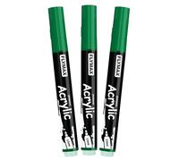 FLYMAX Marqueur Feutre Vert 2,5 mm - Marqueur Permanent Vert Peinture Acrylique, Indélébile, Medium, Aquarelle, Séchage rapide (lot de 3)