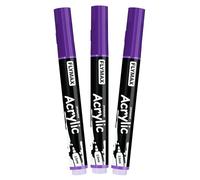 FLYMAX Marqueur Feutre Violet 2,5 mm - Marqueur Permanent Violet Peinture Acrylique, Indélébile, Medium, Aquarelle, Séchage rapide (lot de 3)