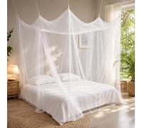 Flystopper Moustiquaire pour lit double XXL - 240 x 220 x 230 cm, moustiquaire XXL pour lit, trous fins, rideau rectangulaire de voyage, moustiquaire, 2 entrées, installation facile, sac de transport