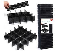 Flytianmy, lot de 40 séparateurs de tiroirs, séparateurs de tiroirs réglables pour sous-vêtements, chaussettes, produits de beauté, chambre à coucher, bureau, noir