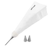 FM Professional 21508 Poche à douille en coton avec 3 douilles inox, poche a douille, poche a douille patisserie, poche à douille professionnelle réutilisable, Coton, Acier inoxydable, 28 x 18,5 cm