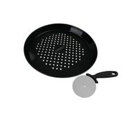 FM Professional 9913750 Roulette à pizza, Coupe pizza, Plaque à pizza perforée, plaque pour pizza surgelée, Acier inoxydable, aluminium, 32 cm, 21 cm