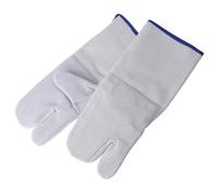 FM Professional Lot de 2 Gants de Cuisson et Barbecue en Cuir résistant jusqu'à 250 °C Motif Trois Trous pour Doigts Gris 360 x 160 mm