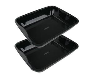 FM Professional Lot de 2 plats à four XXL acier émaillé 40 x 34 x 8 cm | Cuisson four barbecue, Bords hauts 8 cm, Format 40 x 34 cm, Émail résistant, Lot de 2