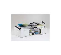 FMD 810-001_we Carlo 1 Lit avec Porte + Deux Compartiments Ouverts + Table de Chevet Bois Blanc 95,5 x 203,5 x 58,5 cm