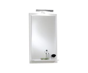 FMD 926-005 Lerida 5 Miroir de Salle de Bains avec Éclairage Halogène Panneaux Mélaminiques Ash Tree/White 14 x 50 x 89 cm