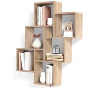 FMD Etagère Murale avec 8 Compartiments Couleur Chêne Tablette Salon Rangement 428743