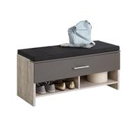 FMD furniture Banc de vestiaire Coffre Meuble à Chaussures 100 x 42 x 38 cm en Chêne Sable/Gris, Tiroirs pour Chaussures et Accessoires