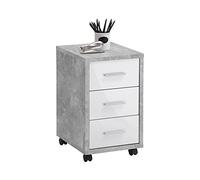 FMD furniture Caisson de Bureau, Bois d'ingénierie, Béton la/Blanc Brillant, ca. 35 x 53,6 x 42 cm 367-002E
