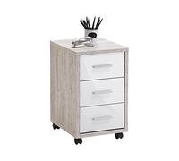 FMD furniture Caisson de Bureau, Bois d'ingénierie, Chêne Sable/Blanc Brillant, ca. 35 x 53,6 x 42 cm 367-002E