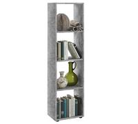 FMD furniture Étagère à dossiers, Séparateur de pièce, avec 4 Compartiments positionnable verticalement ou horizontalemen, en Gris béton pour Salon, Bureau, Chambre d'enfants