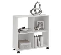 FMD furniture Etagère de Bureau, Bibliothèque sur roulettes, idéale pour Les dossiers A4, Blanche, 72 x 77 x 33 cm (L x H x P) 290-001E