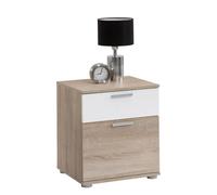 FMD furniture Table de Chevet en aggloméré, Panneau de Particules, Chêne NB/Blanc., ca. 45x53x38 cm