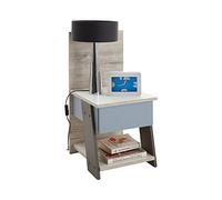 FMD furniture Table de Chevet, Table de Nuit avec tiroir, Stockage, Panneau arrière Haut, en chêne Sable, Bleu, Anthracite, 34 x 70 x 39 cm
