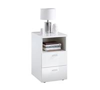 FMD Möbel – Table de chevet – Blanc brillant – Panneau de particules – env. 35 x 60 x 40 cm