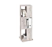 FMD Moebel 291-001 Tower Étagère Pivotante de Rangement avec Trois Compartiments Bois Chêne Sable 34 x 34 x 108 cm