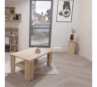 FMD Table Basse avec Étagère Chêne