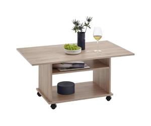 FMD Table basse avec roulettes Couleur de chêne