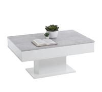 FMD Möbel – Table basse bicolore plateau coulissant mélamine Gris béton/Blanc L100 H46,1 P65 cm