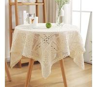 FMIYJUN Napperons rectangulaires en crochet beige vintage en dentelle faite à la main en coton pour mariage, maison, anniversaire, décoration de cuisine
