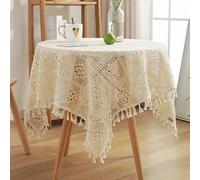 FMIYJUN Napperons Rectangulaires en Dentelle au Crochet Beige Vintage en Coton Fait Main pour Table - Doilies pour Mariage, Fête, Maison, Anniversaire, Décoration de Cuisine