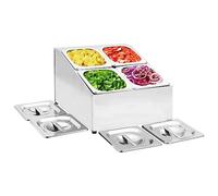 FMPGJLYH Gastronorm Support GN 1/6 en acier inoxydable 4 récipients avec couvercle Étagère à épices pour cuisine gastronomie 34 x 40 x 25 cm Double rangée