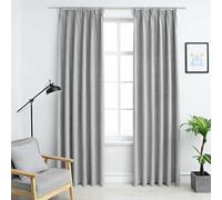 FMPGJLYH Lot de 2 rideaux occultants avec crochets - Gris - 140 x 225 cm | Aspect daim, opaque, pour rails de rideaux