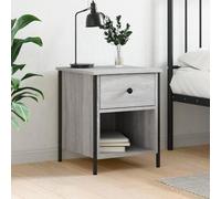 FMPGJLYH Table de chevet en chêne Sonoma gris 40 x 42 x 50 cm | Structure en fer robuste, pieds réglables en hauteur
