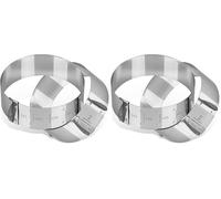 FMprofessional 21601 Cercle de Cuisine, emporte pièce Rond, Moule à Pain, Moule brioche, emporte-pièce Burger, Cercle pâtisserie réglable, Acier Inoxydable, 4 cm de Haut et 9 à 11,7 cm (Lot de 2)