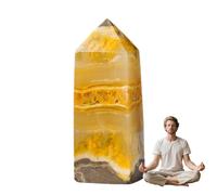 Fmzrbnih Tour De - Statue en Pierre De Citrine Hexagonale Naturelle, Figurine De Reiki | Accessoire De Décoration De Bureau Multifonctionnel pour La Richesse, Le Succès, L'abondance, La Divina