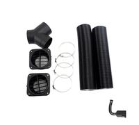 FNBDDX Connecteur de sortie Y 3 for chauffage diesel 75 mm et 2 sorties d'air tuyaux conduit noirs chauds 4 colliers serrage for voiture, camion, fourgonnette, camping-car(2x75mm pipe n Y)