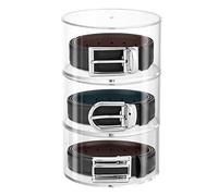 FNG8 Boite Rangement Ceinture Ronde à 3 Niveaux - Plastique Acrylique Transparent avec Couvercles Magnétiques - Organisateur Tiroir Vetement Empilable pour Ceintures, Bijoux, Montres & Maquillage