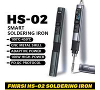 FNIRSI HS-02 Fer à souder Smart Sleep Écran d'affichage couleur IPS 100-450 ℃ Station de retouche de soudure PD100W, outil de réparation Portable HS-02B SET BOX US