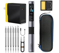 FNIRSI HS-02A Fer a Souder 100W Filaire Portable, Kit Fer à Souder de Précision, Chauffe Rapide 3s, 100-450°C, 3 Températures, 6 Pannes F245, Soudure Étain & Réparation Électronique