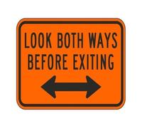 FNYUVNFAF Exit Warning Sign Look Both Ways Before Exiting Metal Sign for Workshop Factory Floor Mechanical Room Industrial Sign (8 X 12 inch)