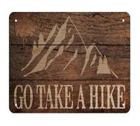 FNYUVNFAF Rustic Cabin Decor Metal Tin Sign with Go Take a Hike Quote Funny Outdoor Wall Plaque for Mountain Lodge Camping Enthusiast 8 X 12 inch