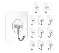 FOCCTS 12PCS Crochets à ventouse Porte serviette Crochet mural transparent adhésif carré réutilisable en acier inoxydable pour serviette cuisine salle de bain supporte