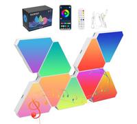 Focenat 9 PCS Panneau LED Triangle Murale Lampe, Music Sync Smart RGB Modulaires Light, Applique murale, Panneau LED RGB Lampe Gaming DIY, Veilleuse Lumière LED Triangle pour Chambre Salon, 101-26606