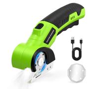 Focenat Ciseaux Électrique sans Fil, Cutter Rotatif Couture avec Lumière LED, Coupe Carton Puissant pour Tissu, Cuir, Moquette et Plastique - Outil de Coupe pour Couture et Bricolage DIY