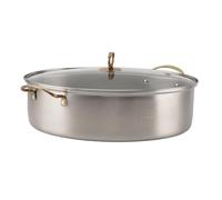 Focket Marmite à Vapeur pour Poisson en Acier Inoxydable, Batterie de Cuisine Ovale Multi-usage de 15,2 Pouces avec Support, Poêle en Céramique, Mandrin, Marmite avec Couvercle en, Focketwy4pmvcrsh