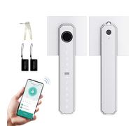 Focket Serrure intelligente à empreinte digitale, serrure 5 en 1 sans vec commande via application, mot de passe, cartes à puce, clés et empreintes digitales, pour appartements (SILVER)
